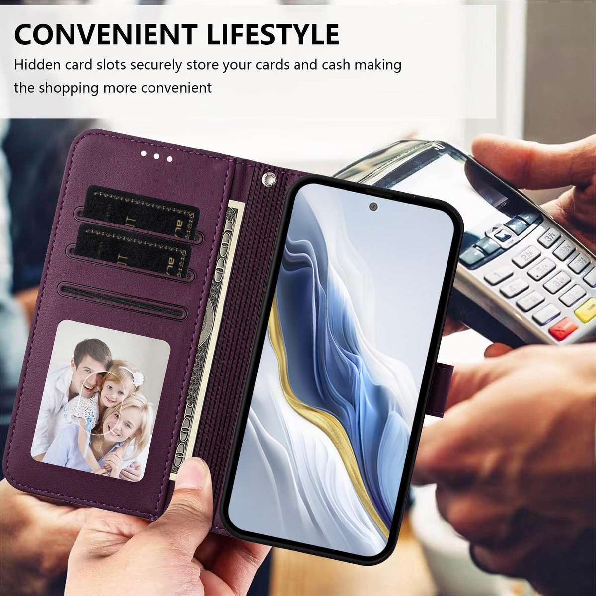For Samsung Galaxy S25+ / S24+ 5G Embossed Heart Cat Leather Phone Case with Hand Strap(Dark Purpl