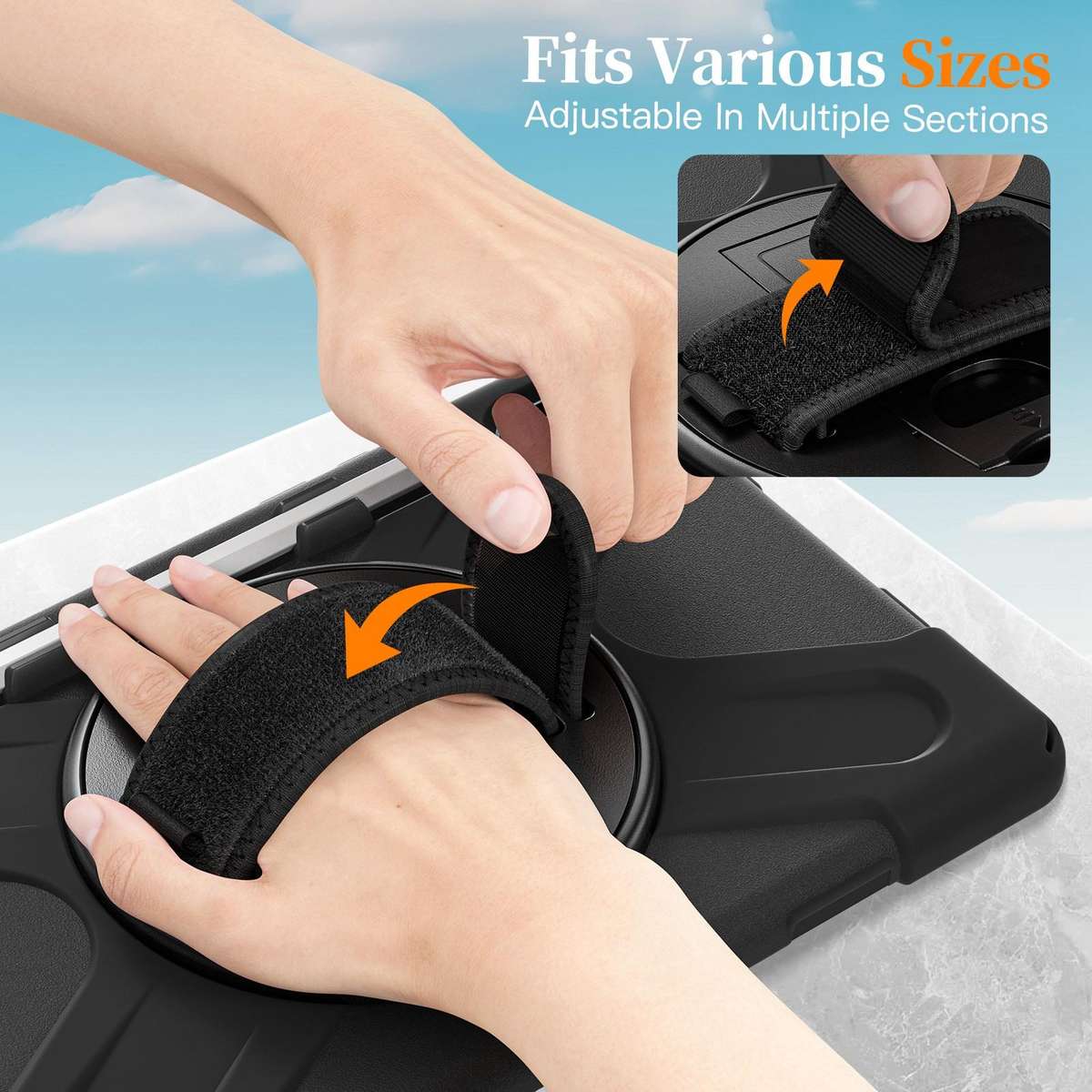 For Samsung Galaxy Tab S11 2025 Rotatable Holder Silicone Hybrid PC Tablet Case with Shoulder Stra