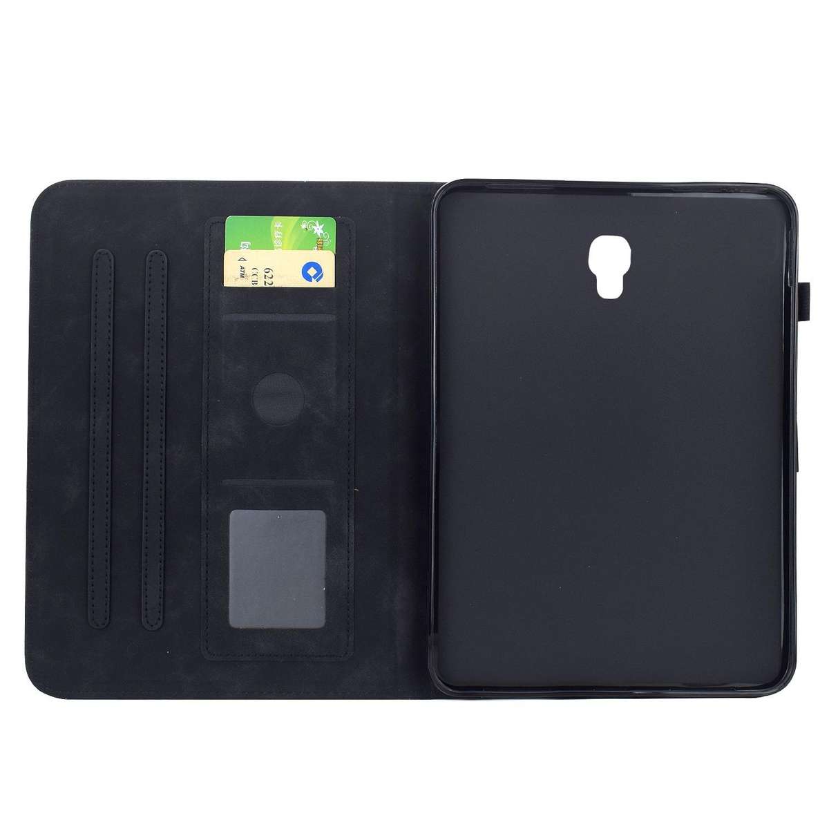 For Samsung Galaxy Tab A 10.5 / T590 Plum Blossom Embossed Smart Leather Tablet Case(Black)