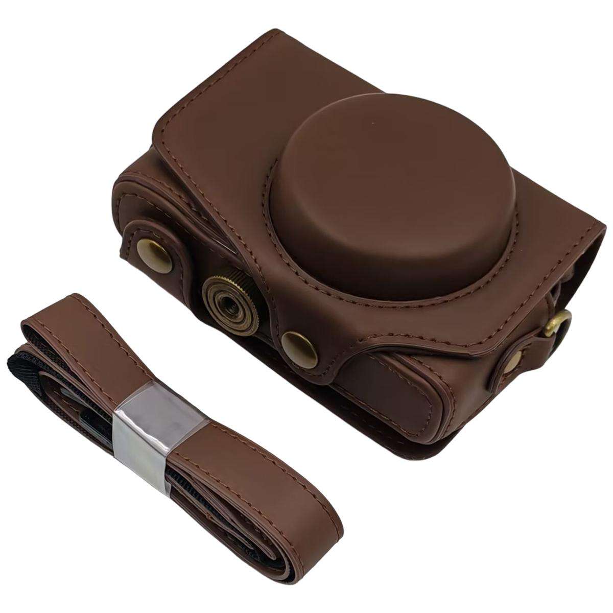 For Canon PowerShot SX710 HS / SX700 HS Retro Leather Full Body Camera Cover Bag with Strap(Coffee