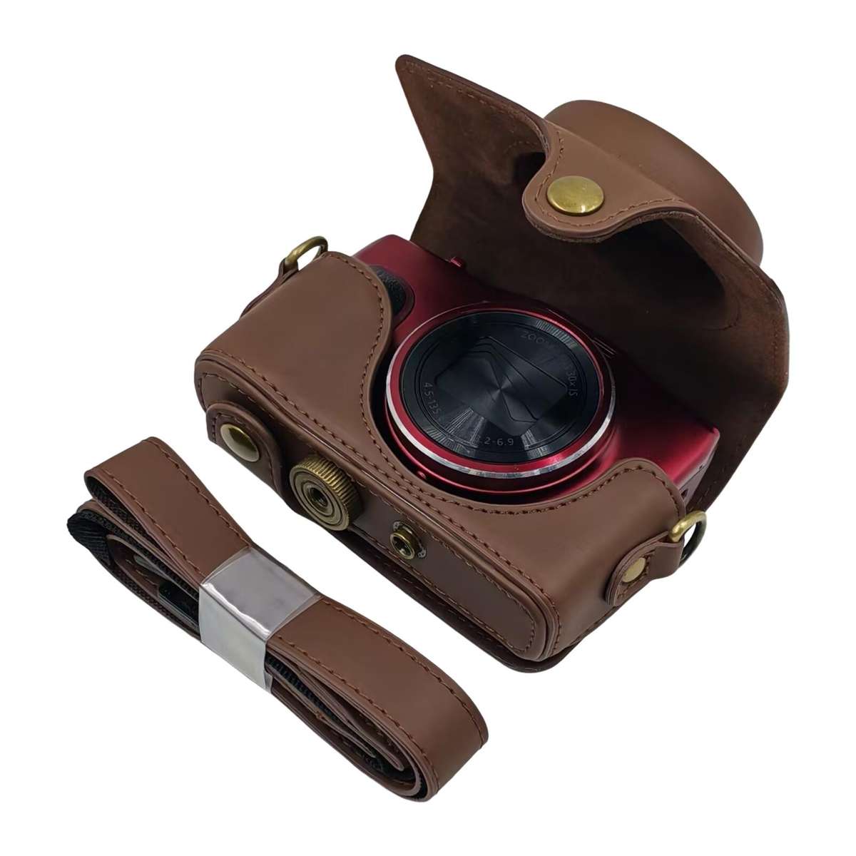 For Canon PowerShot SX710 HS / SX700 HS Retro Leather Full Body Camera Cover Bag with Strap(Coffee