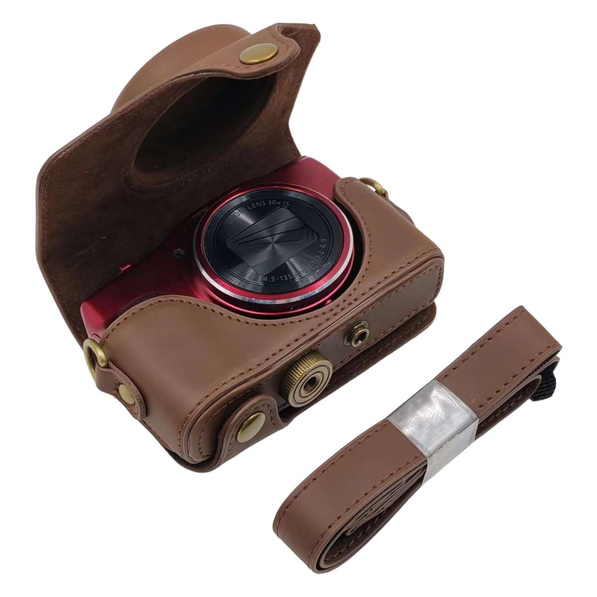 For Canon PowerShot SX710 HS / SX700 HS Retro Leather Full Body Camera Cover Bag with Strap(Coffee