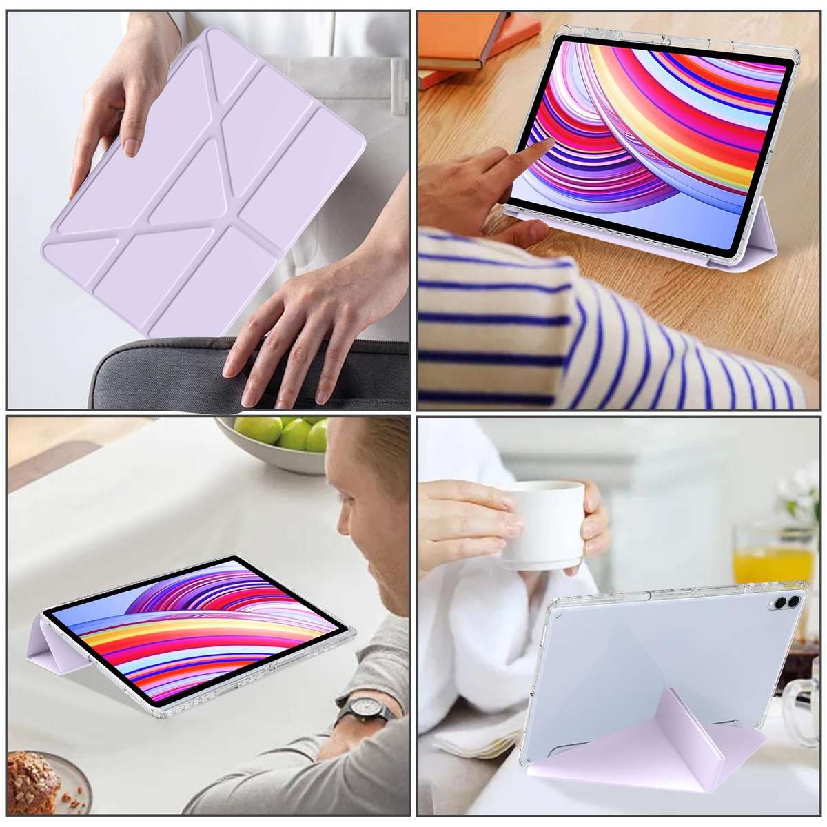 For Samsung Galaxy Tab S11 Ultra Clear Acrylic Deformation Leather Tablet Case(Light Purple)