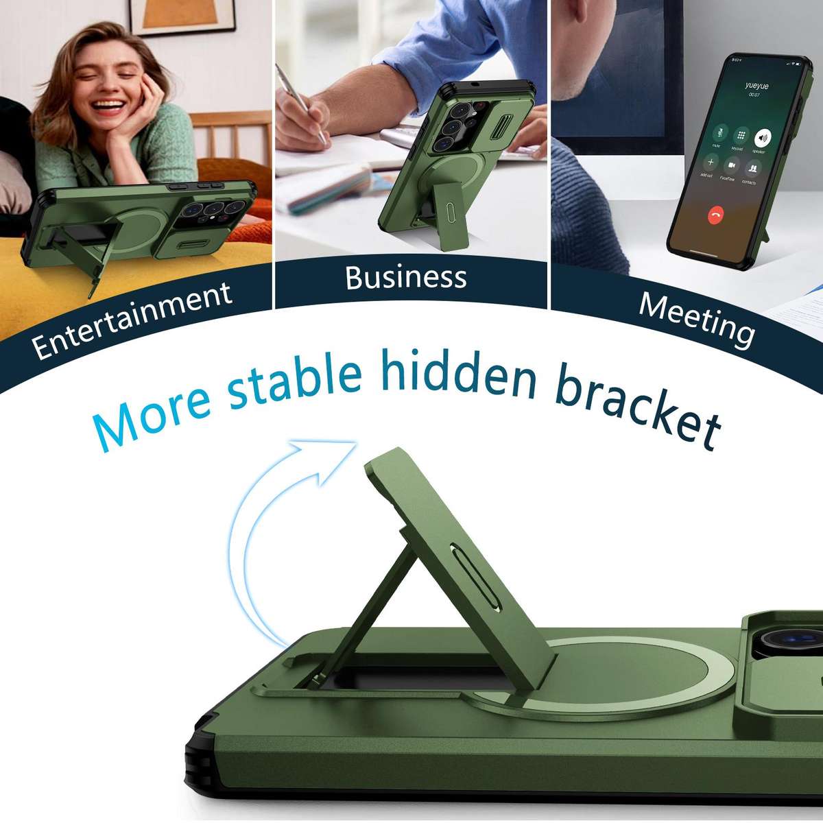 For Samsung Galaxy S26 Ultra 5G Sliding Camshield MagSafe Holder Phone Case(Green)
