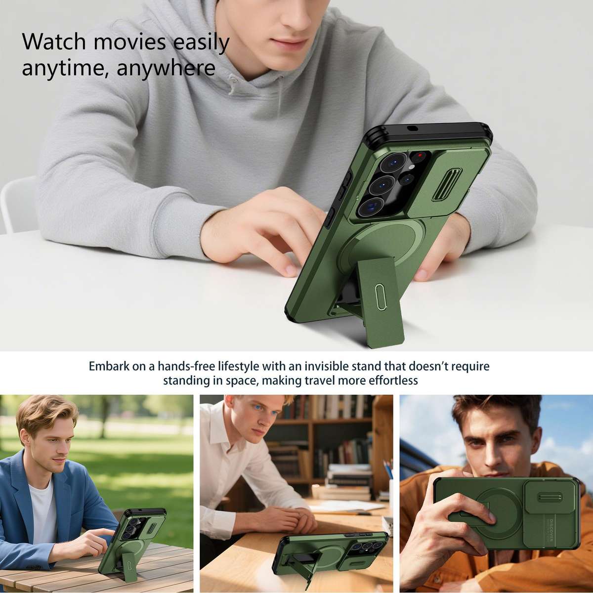For Samsung Galaxy S26 Ultra 5G Sliding Camshield MagSafe Holder Phone Case(Green)