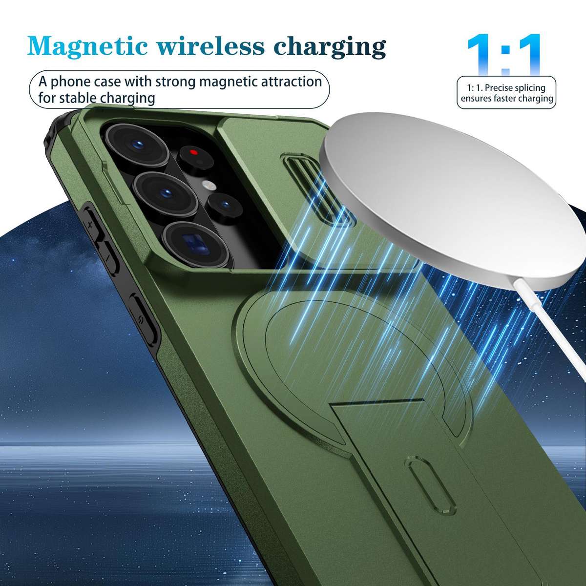 For Samsung Galaxy S26 Ultra 5G Sliding Camshield MagSafe Holder Phone Case(Green)