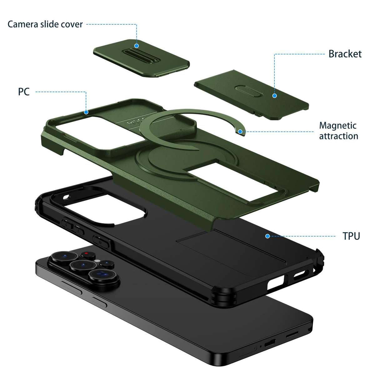 For Samsung Galaxy S26 Ultra 5G Sliding Camshield MagSafe Holder Phone Case(Green)