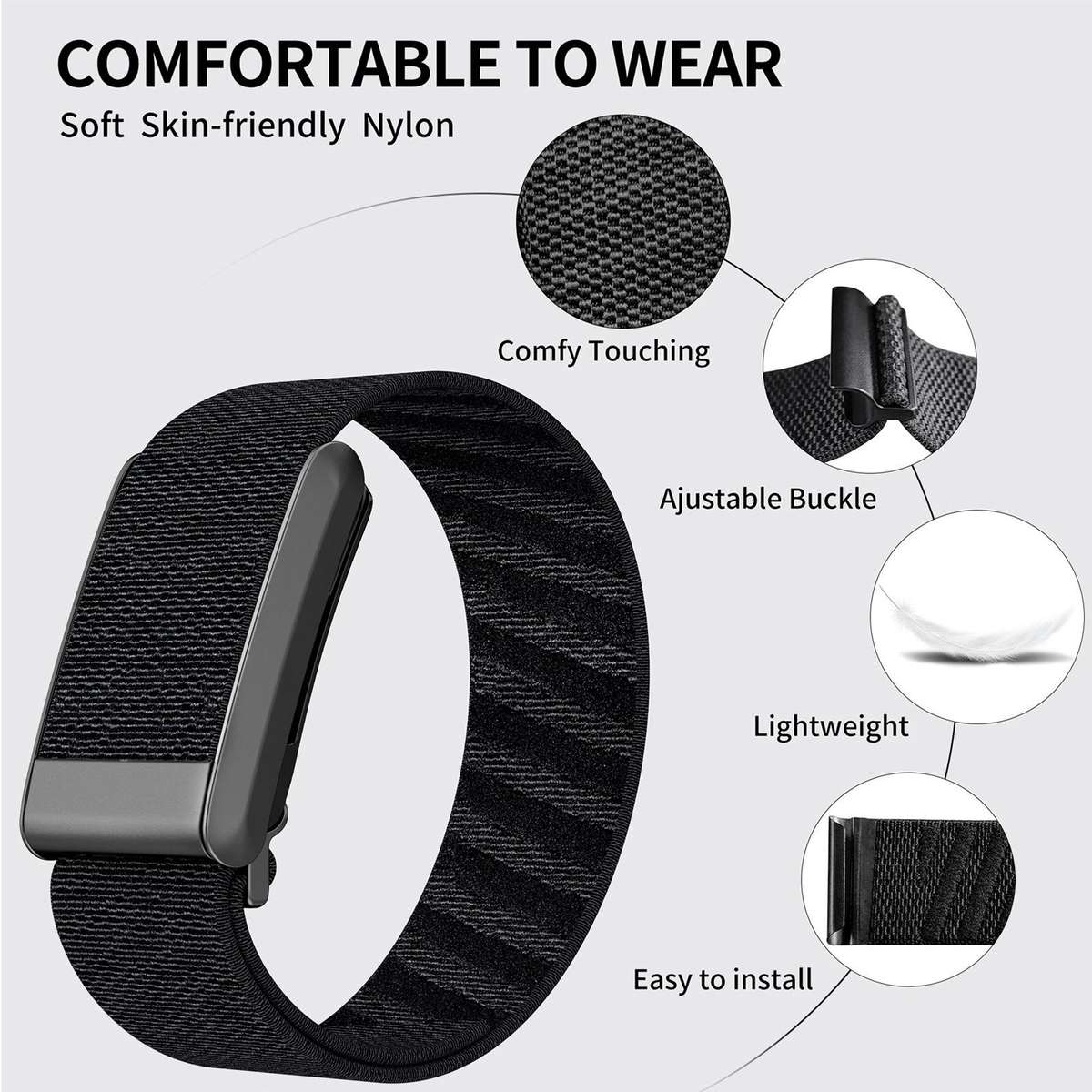 For WHOOP 5.0 xDfind Sport Elastic Pattern Nylon Watch Band(Black)