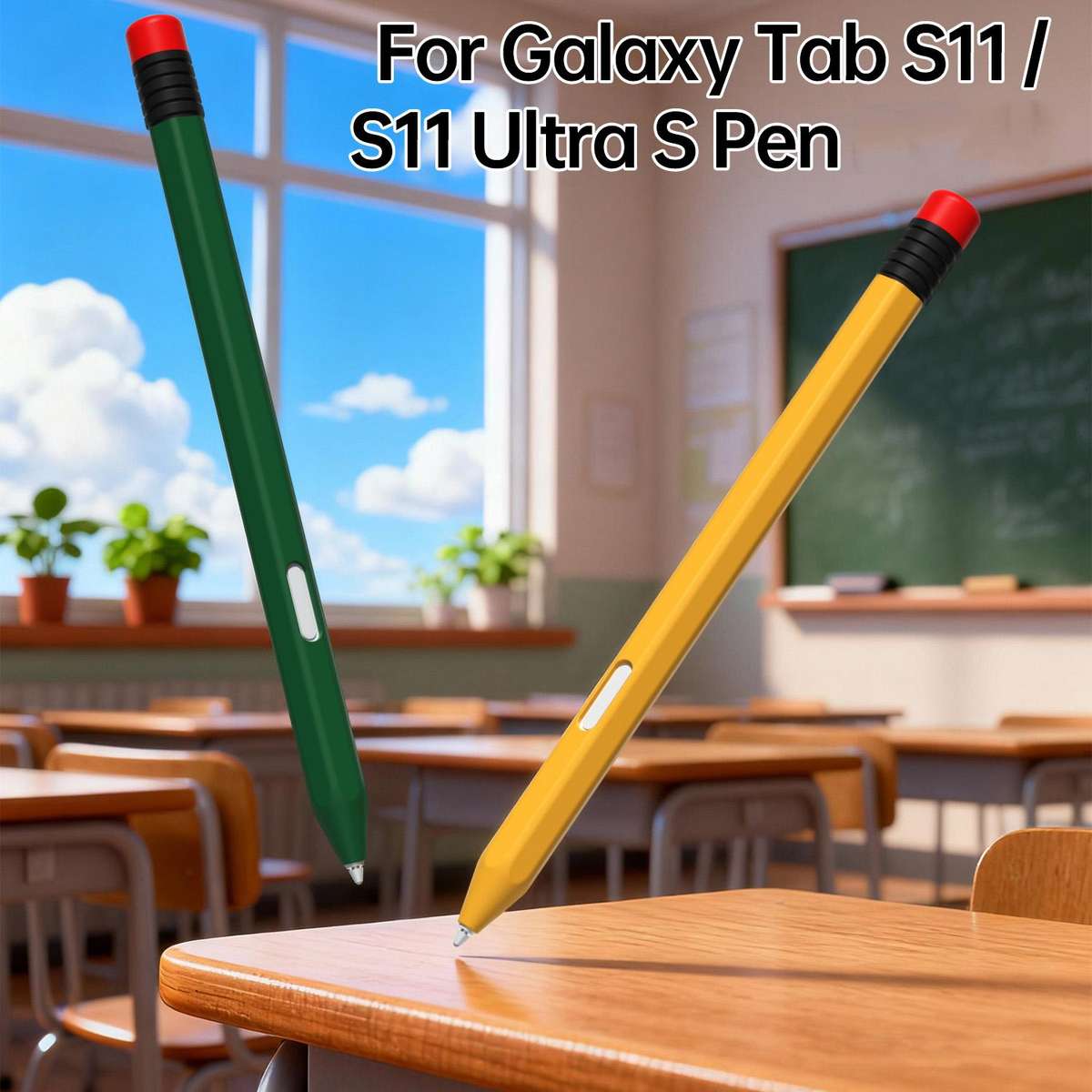 For Samsung Galaxy Tab S11 / S11 Ultra Anti-roll Silicone Protective Stylus Pen Case(Blue)