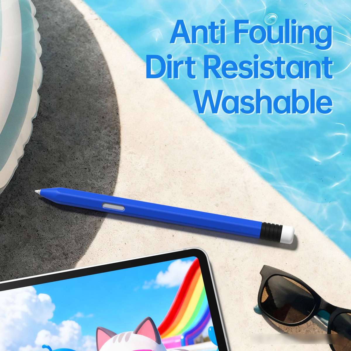 For Samsung Galaxy Tab S11 / S11 Ultra Anti-roll Silicone Protective Stylus Pen Case(Blue)