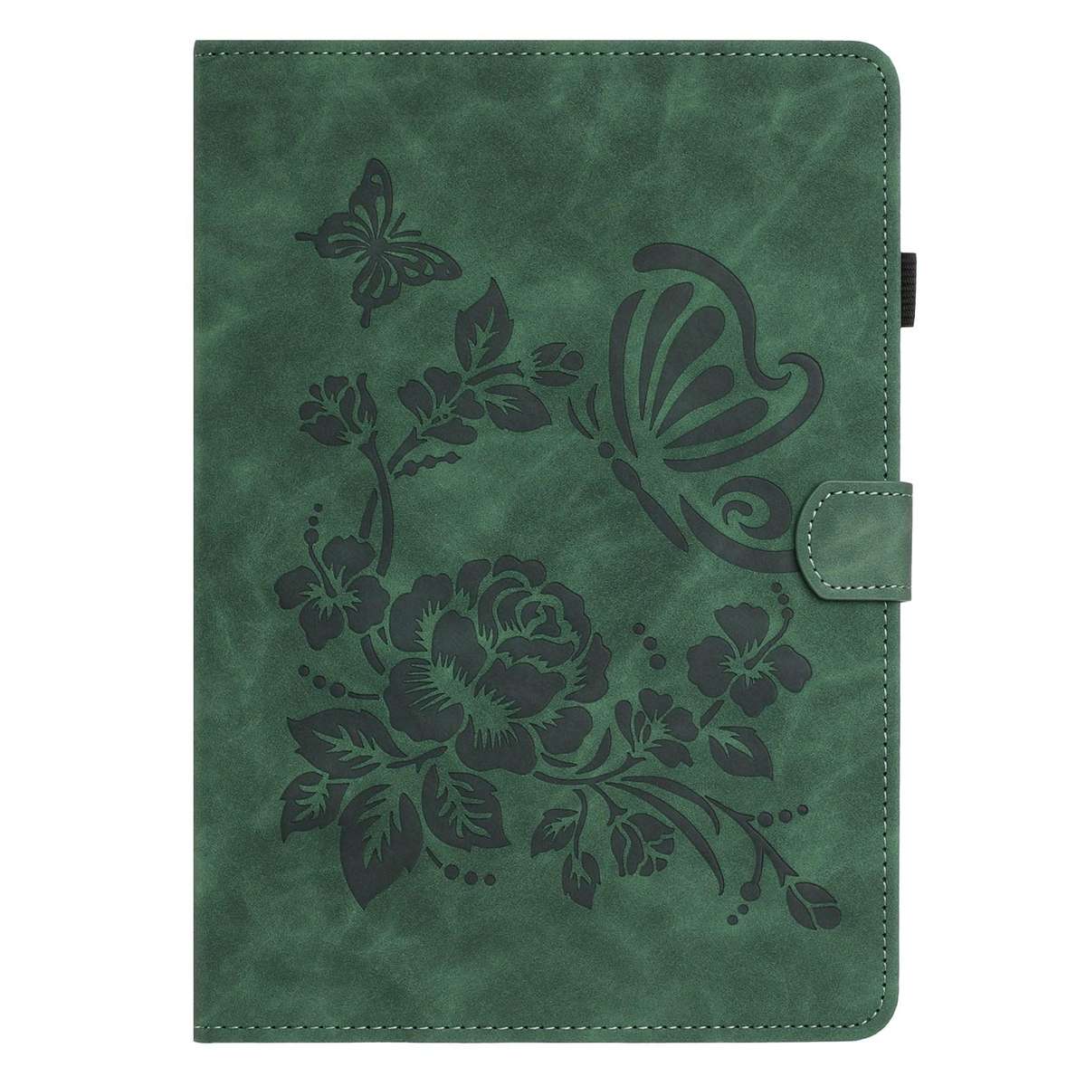 For Samsung Galaxy Tab S10 FE+ Butterfly Loves Flowers Embossed Leather Smart Tablet Case(Green)