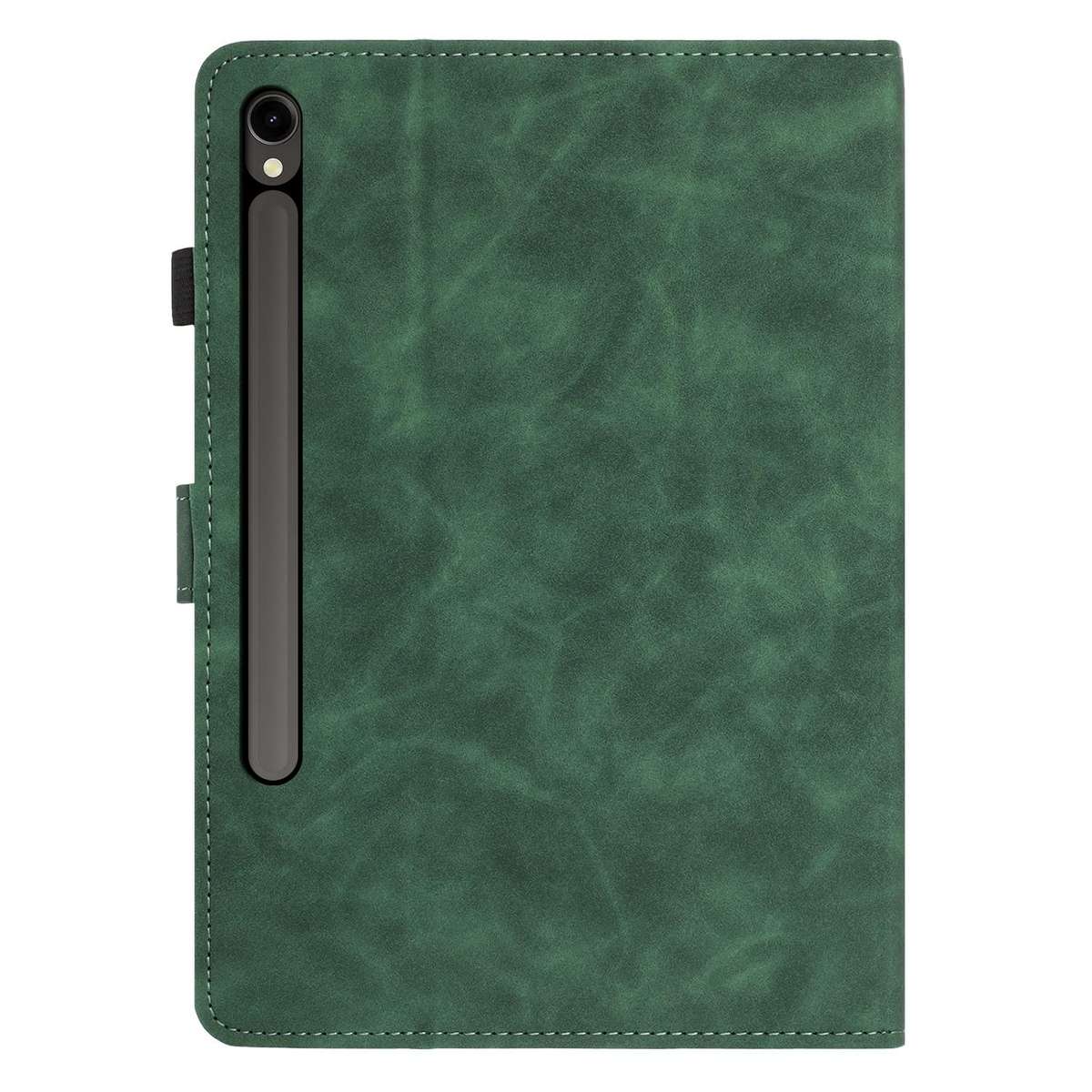 For Samsung Galaxy Tab S10 FE+ Butterfly Loves Flowers Embossed Leather Smart Tablet Case(Green)