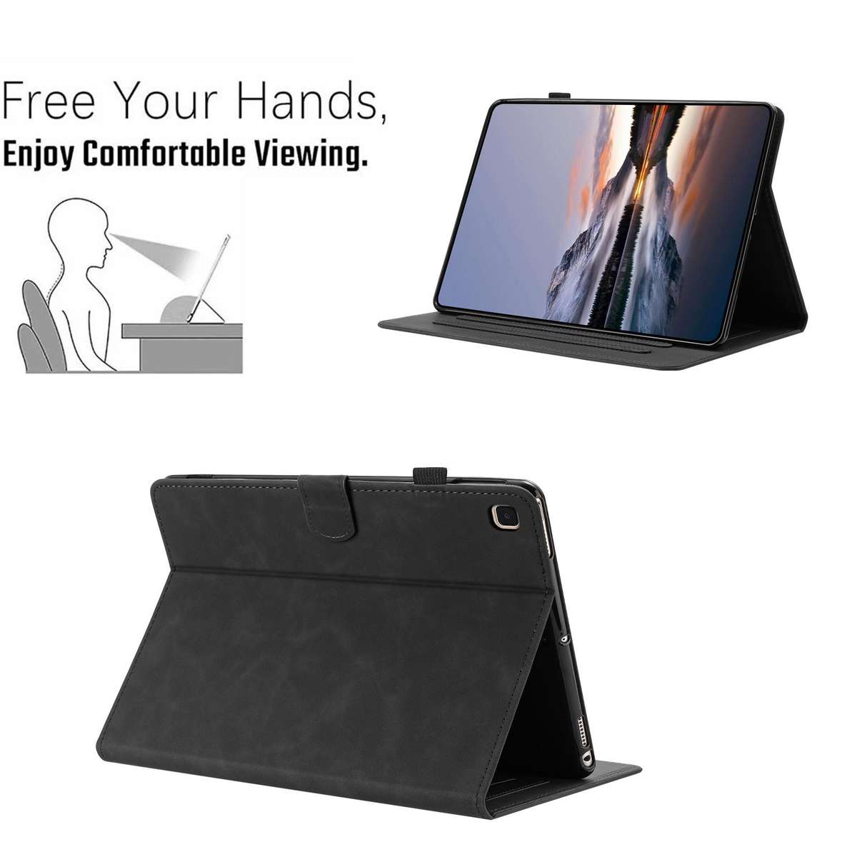 For Samsung Galaxy Tab S5e 10.5 T720 Butterfly Loves Flowers Embossed Leather Smart Tablet Case(Bl