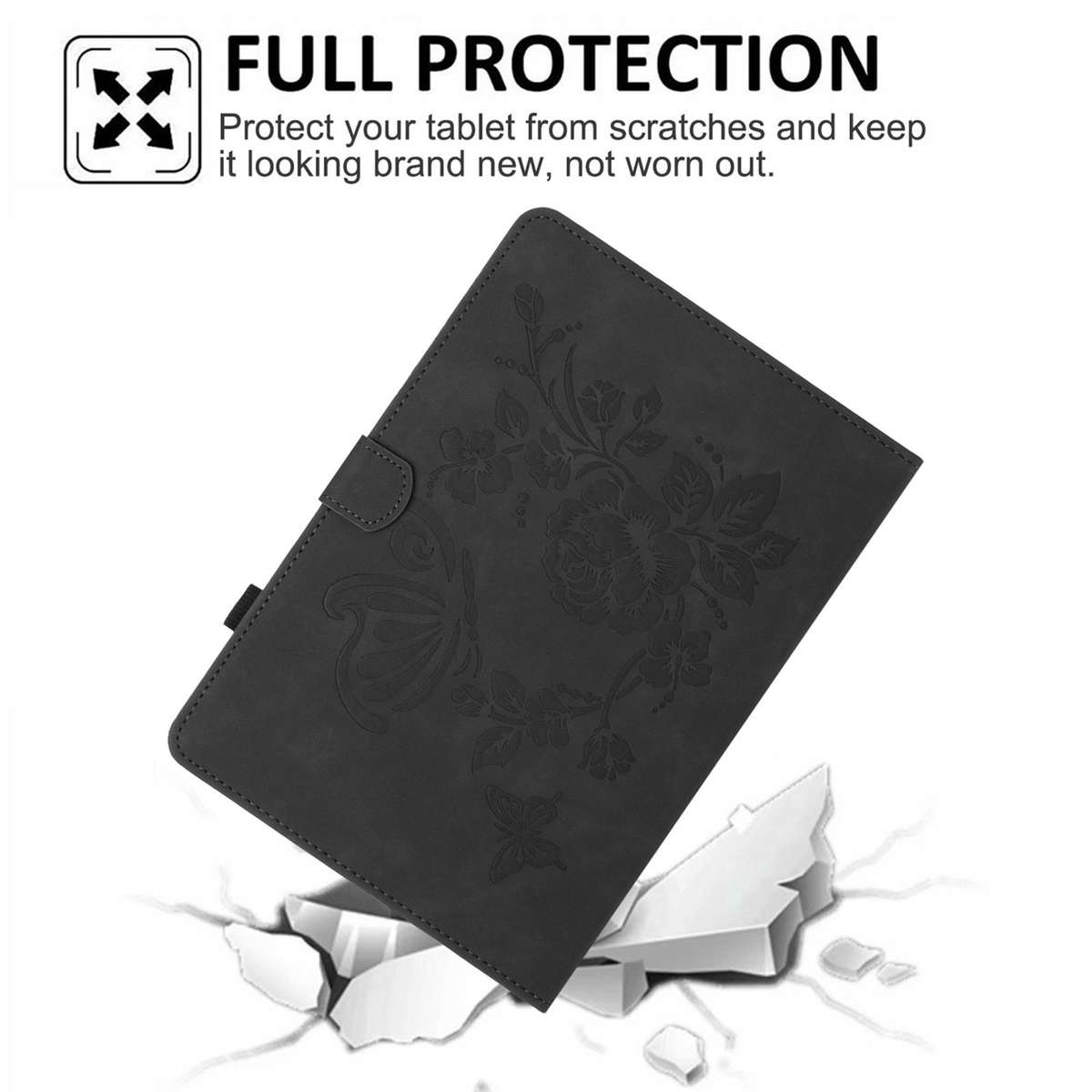 For Samsung Galaxy Tab S5e 10.5 T720 Butterfly Loves Flowers Embossed Leather Smart Tablet Case(Bl