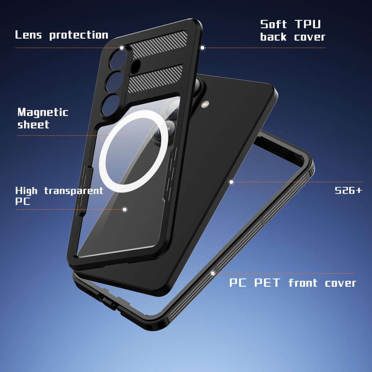 For Samsung Galaxy S26+ 5G RedPepper IP68 Waterproof Triple-proof MagSafe Phone Case(Black)
