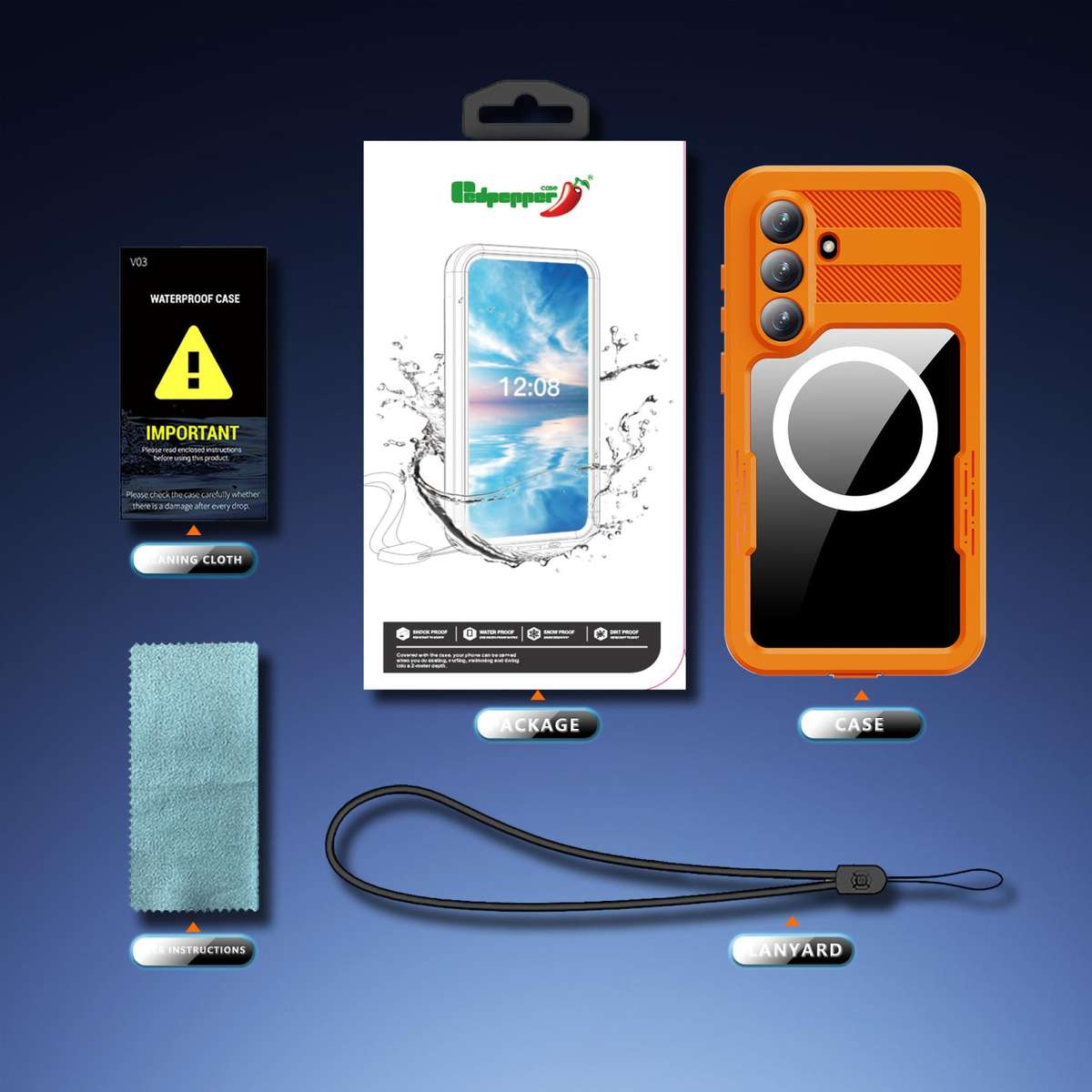 For Samsung Galaxy S26+ 5G RedPepper IP68 Waterproof Triple-proof MagSafe Phone Case(Orange)