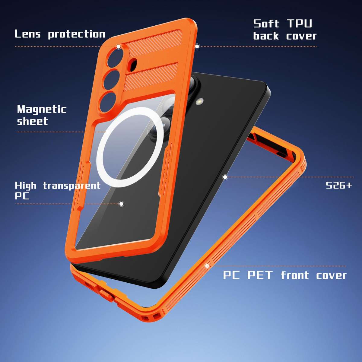 For Samsung Galaxy S26+ 5G RedPepper IP68 Waterproof Triple-proof MagSafe Phone Case(Orange)