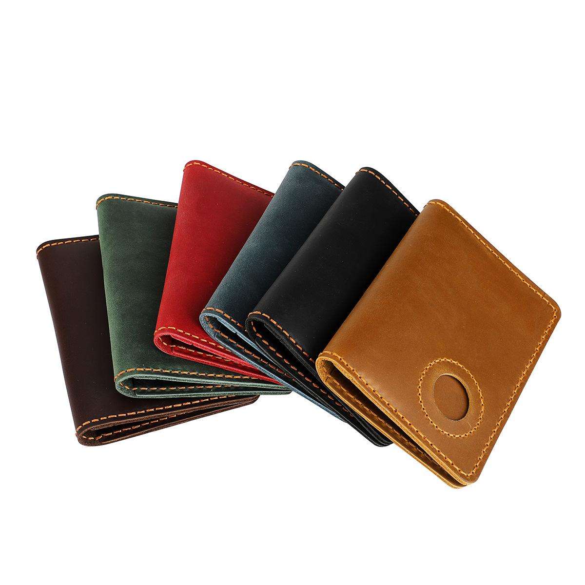 Vintage Genuine Leather Passport Holder Card Bag with Tracker Slot(Brown)