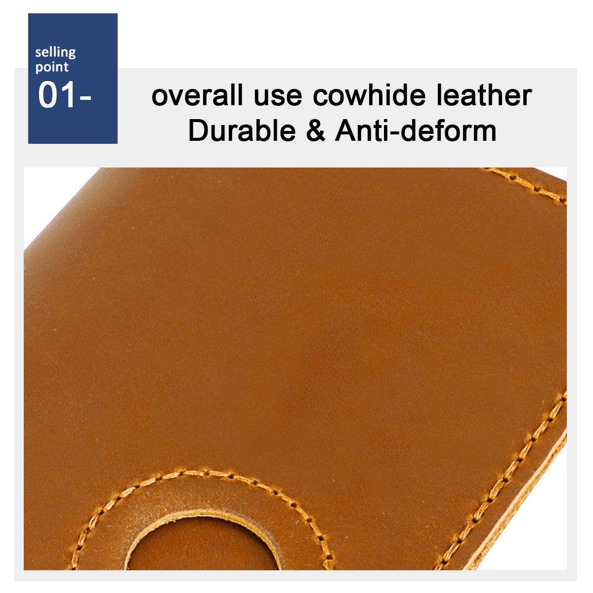 Vintage Genuine Leather Passport Holder Card Bag with Tracker Slot(Brown)