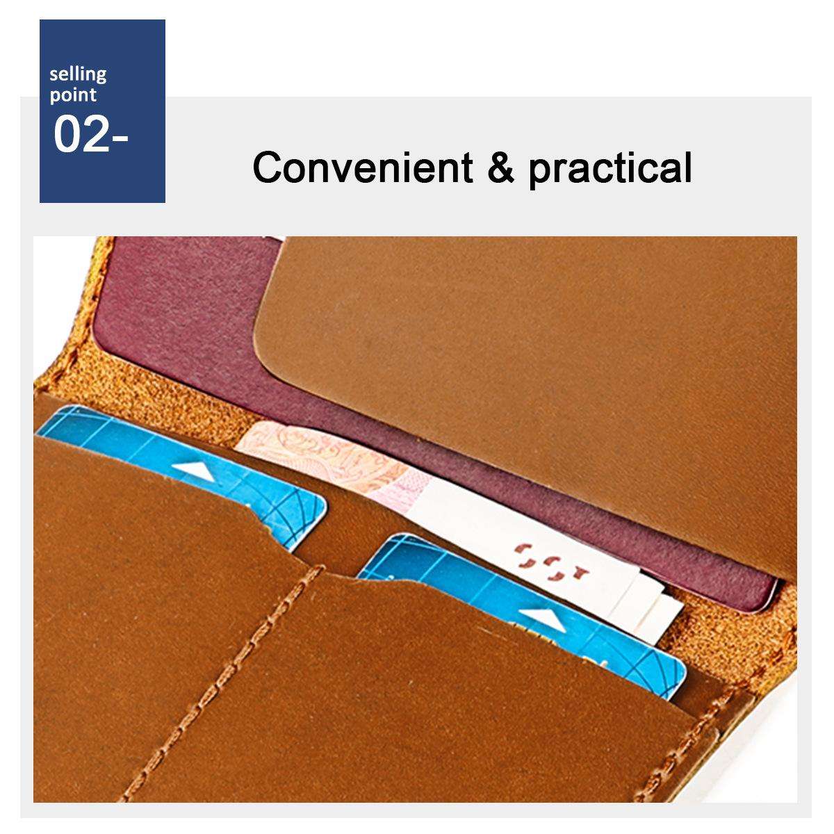 Vintage Genuine Leather Passport Holder Card Bag with Tracker Slot(Brown)