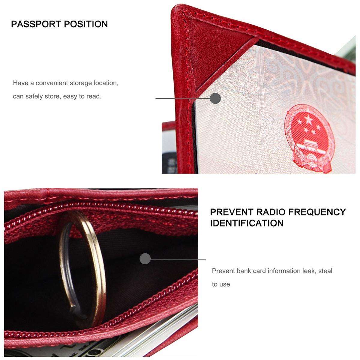 Vintage Genuine Leather Passport Holder Card Bag with Tracker Slot(Brown)