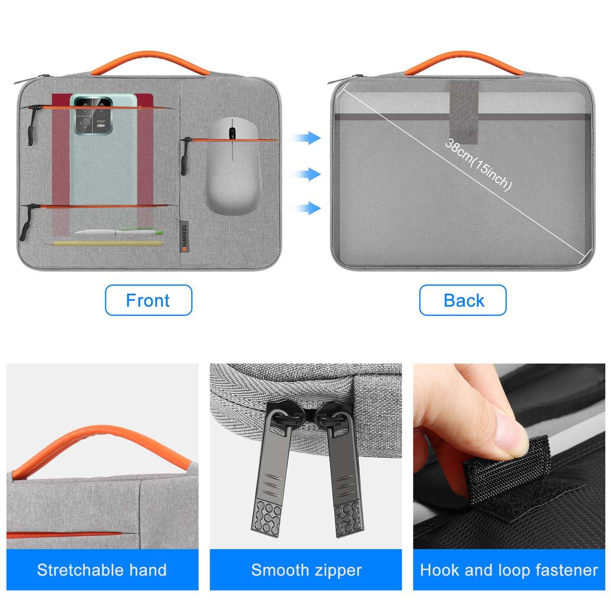 HAWEEL 13.0 inch Sleeve Case Zipper Briefcase Laptop Handbag For Macbook, Samsung, Lenovo Thinkpad