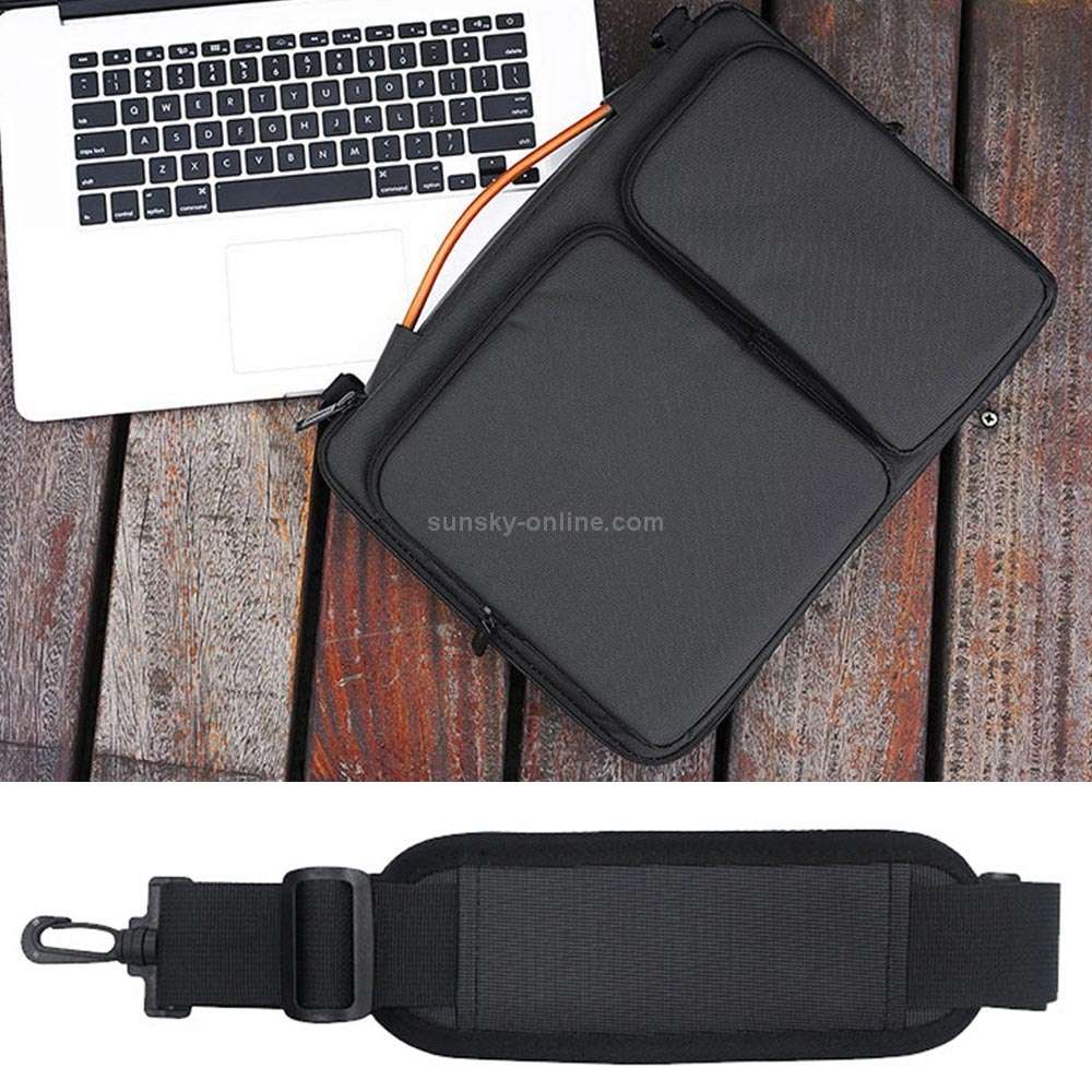 Nylon Waterproof Laptop Handbag Bag for 13-14 inch Laptops with Trunk Trolley Strap (Black)