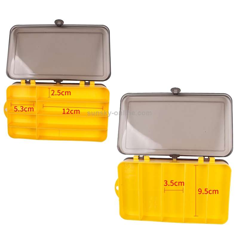 Portable Outdoor Lure Box Transparent Plastic Double-sided Storage Box, Size: 18 x 10 x 5cm(Yellow