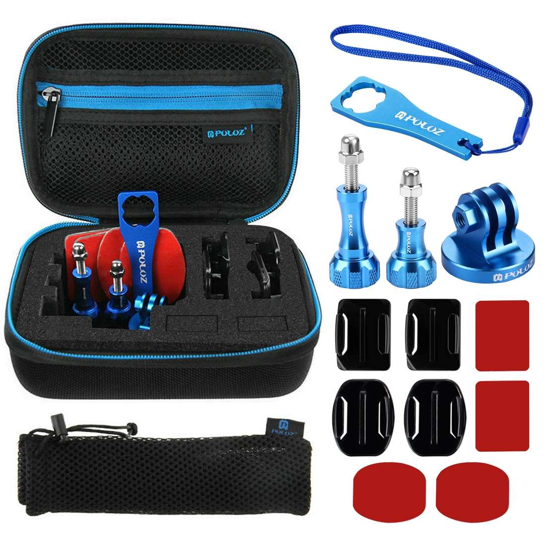 PULUZ 13 in 1 CNC Metal Accessories Combo Kits with EVA Case (Screws + Surface Mounts + Tripod Ada