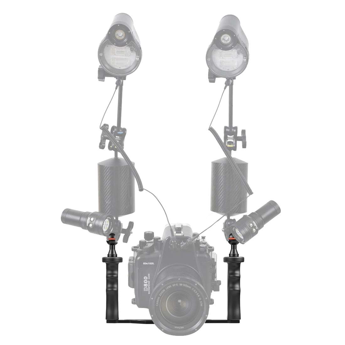 PULUZ Dual Handles Aluminium Alloy Tray Stabilizer for Underwater Camera Housings(Black)