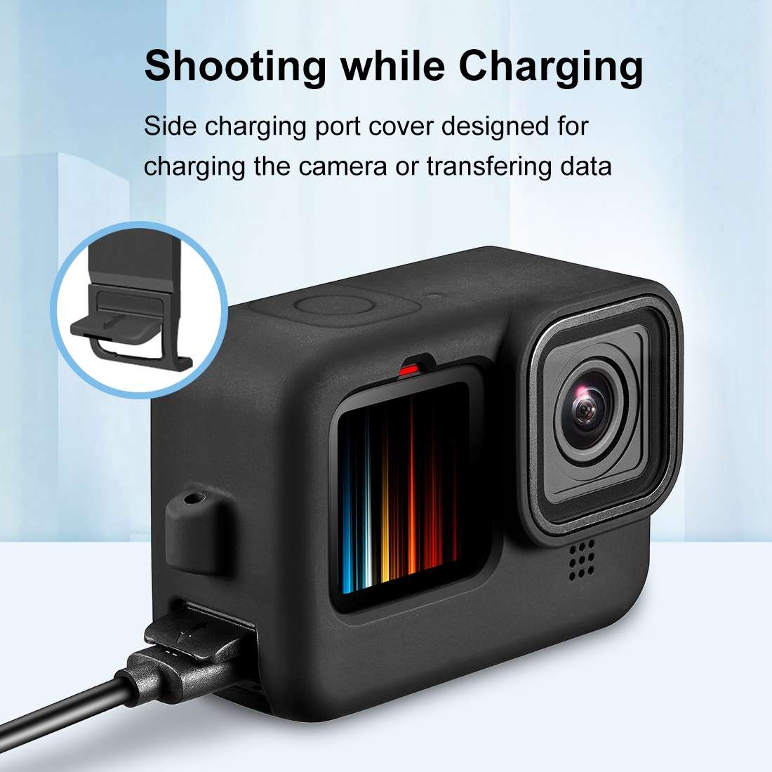 PULUZ for GoPro HERO12 Black /11 Black /10 Black /9 Black Silicone Protective Case + POM Side Inte