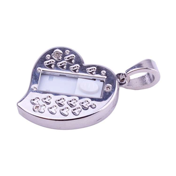 Silver Heart Shaped Diamond Jewelry USB Flash Disk, Special for Valentines Day Gifts (32GB)(Silver