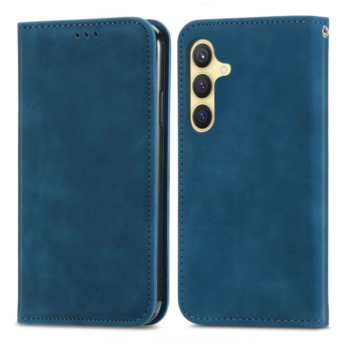 For Samsung Galaxy S25 5G Retro Skin Feel Magnetic Leather Phone Case(Blue)