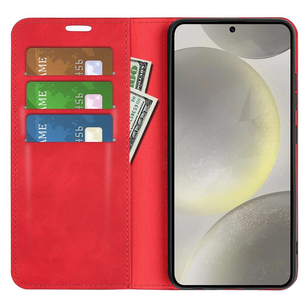 For Samsung Galaxy S24 FE 5G Retro-skin Magnetic Suction Leather Phone Case(Red)