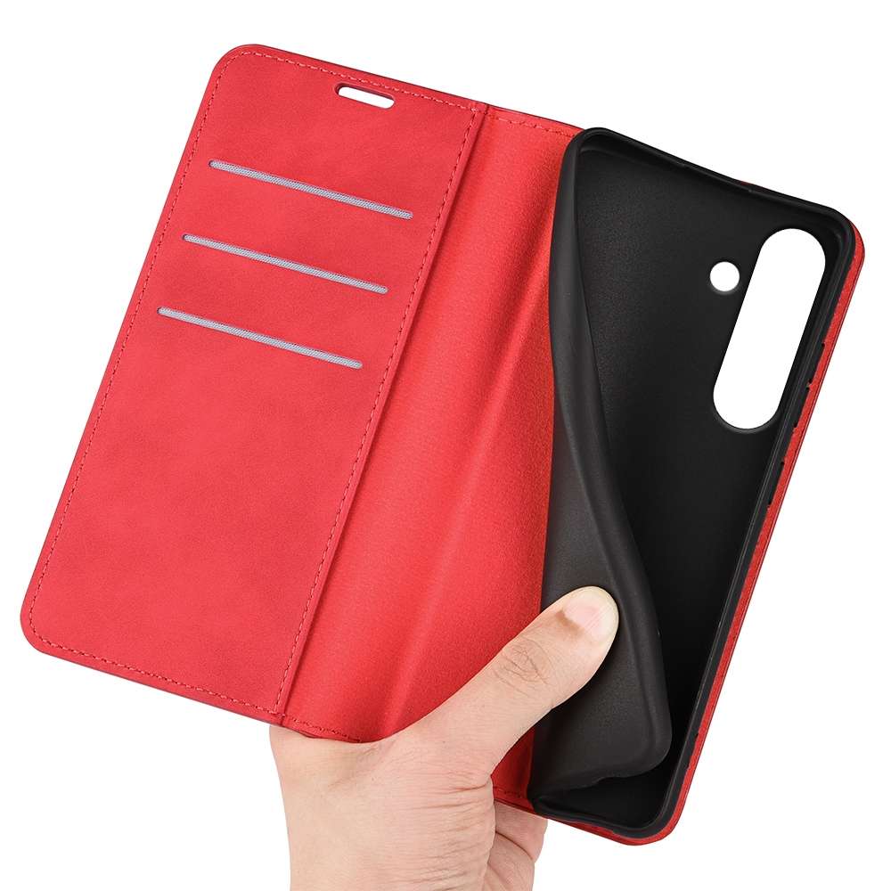 For Samsung Galaxy S24 FE 5G Retro-skin Magnetic Suction Leather Phone Case(Red)