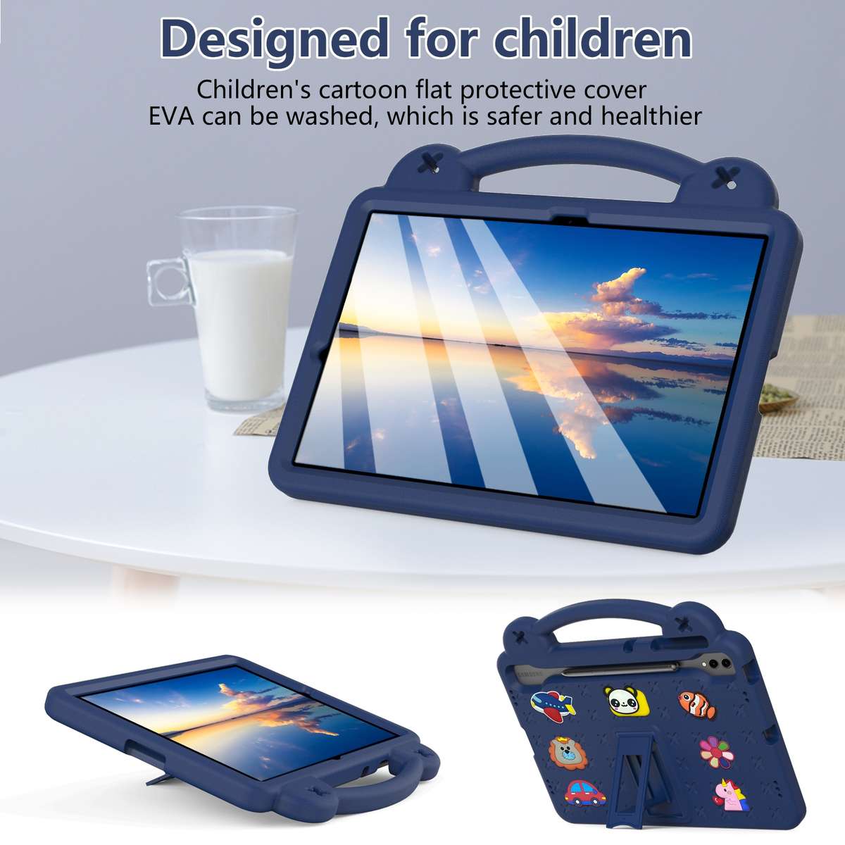 For Samsung Galaxy Tab S7+ / T970/T975/T976 Handle Kickstand Children EVA Shockproof Tablet Case(N