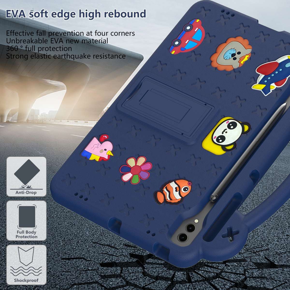 For Samsung Galaxy Tab S7+ / T970/T975/T976 Handle Kickstand Children EVA Shockproof Tablet Case(N