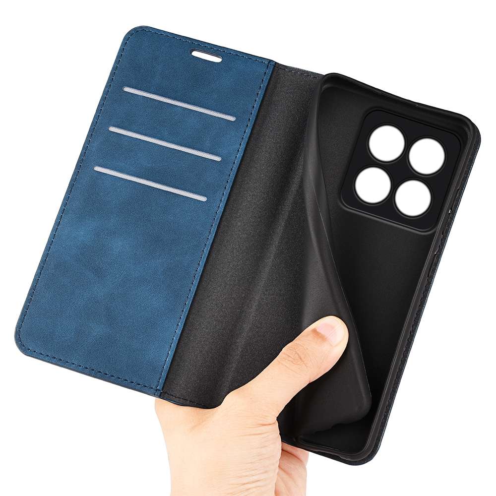 For Xiaomi 14 Pro Retro-skin Magnetic Suction Leather Phone Case(Dark Blue)