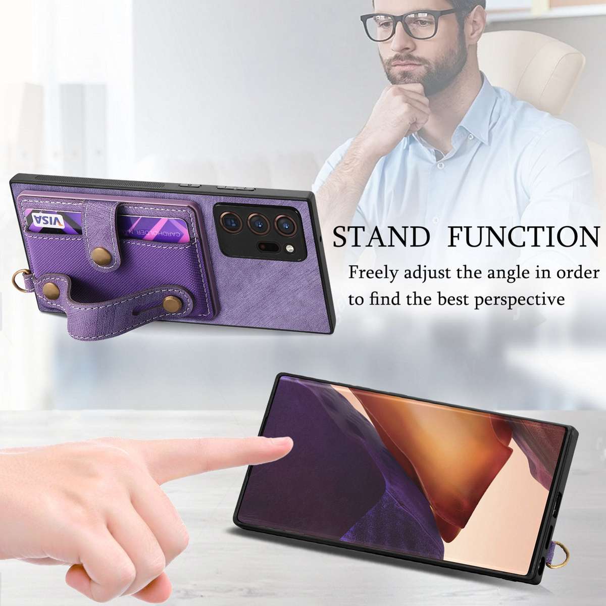 For Samsung Galaxy Note20 Ultra Retro Cross Wristband Wallet Leather Back Phone Case(Purple)