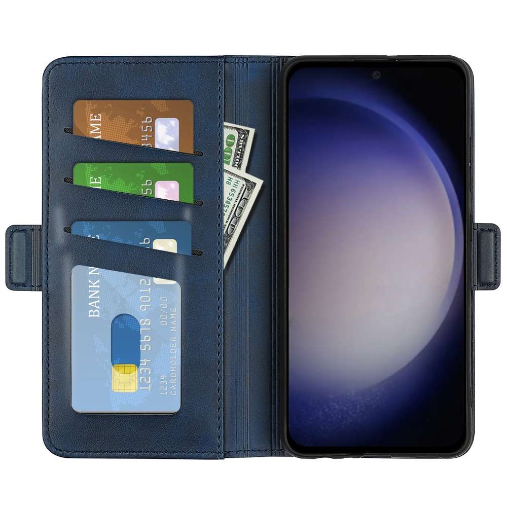 For Samsung Galaxy S24 5G Dual-side Magnetic Buckle Horizontal Flip Leather Phone Case(Dark Blue)