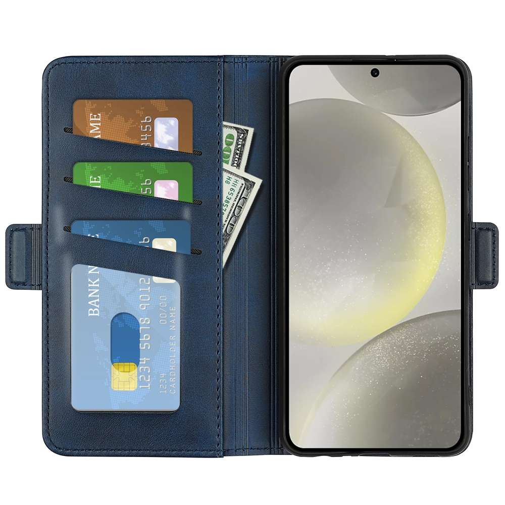 For Samsung Galaxy S24 FE 5G Dual-side Magnetic Buckle Horizontal Flip Leather Phone Case(Dark Blu