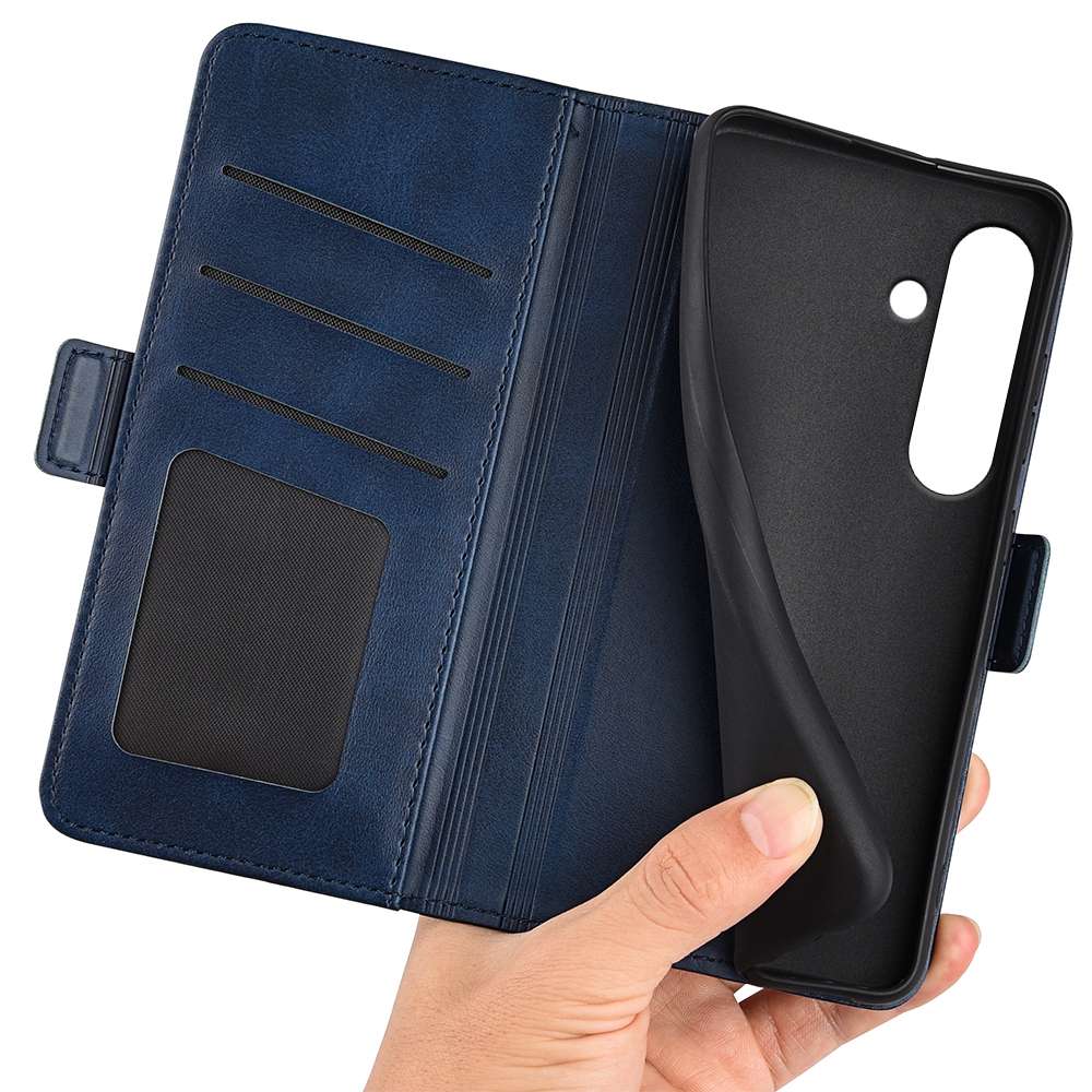 For Samsung Galaxy S24 FE 5G Dual-side Magnetic Buckle Horizontal Flip Leather Phone Case(Dark Blu