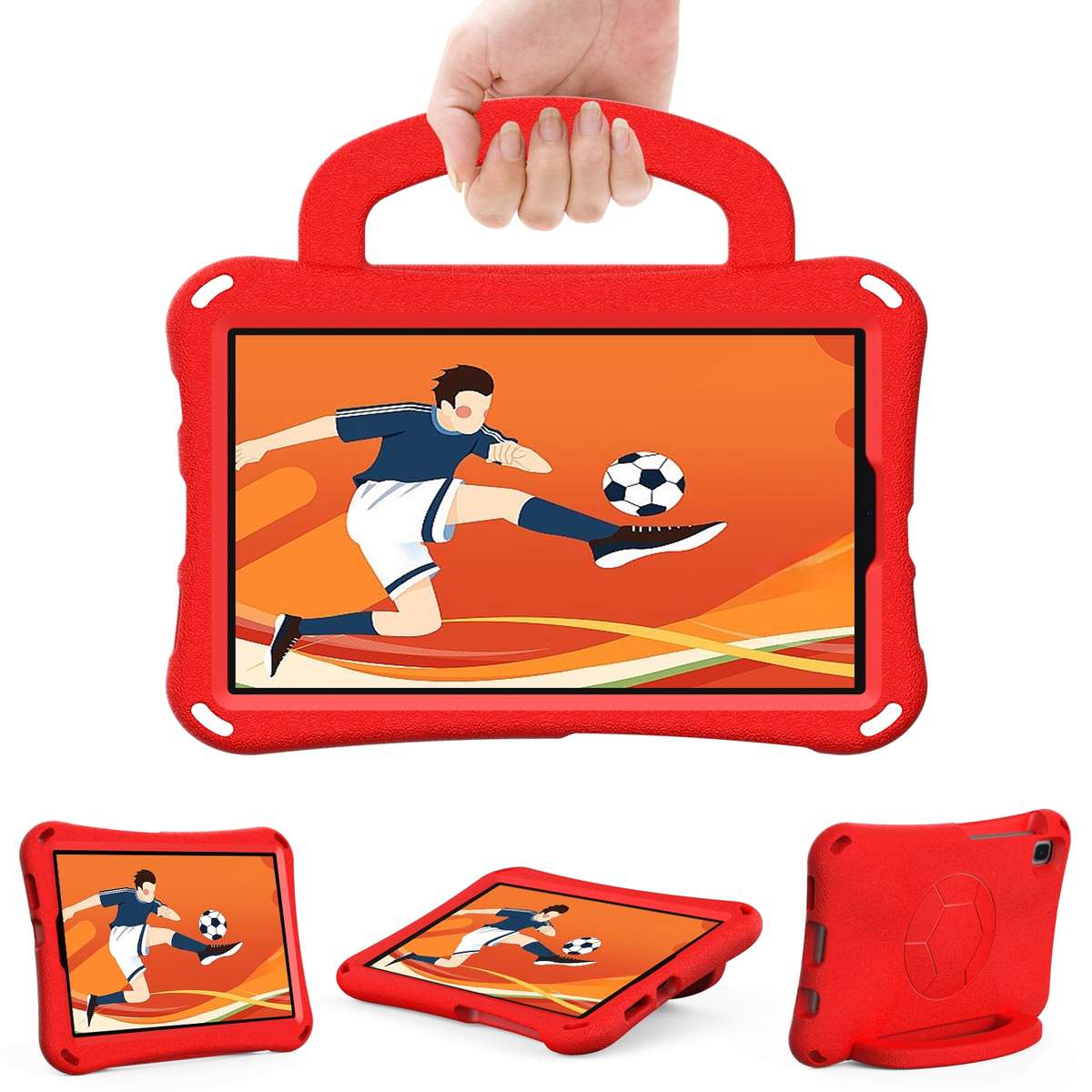 For Samsung Galaxy Tab A7 Lite 8.7 T220/T225 Handle Football Shaped EVA Shockproof Tablet Case(Red