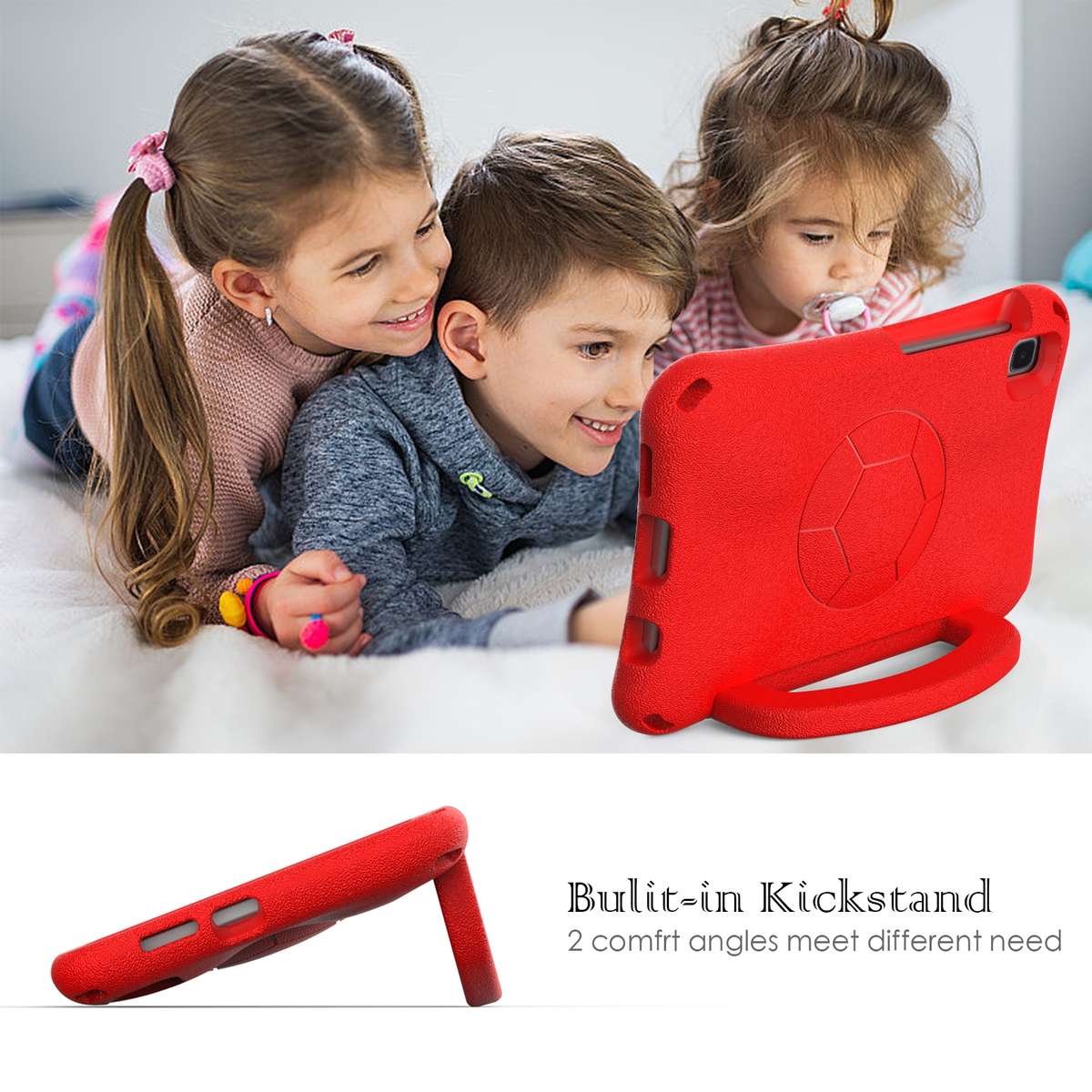 For Samsung Galaxy Tab A7 Lite 8.7 T220/T225 Handle Football Shaped EVA Shockproof Tablet Case(Red