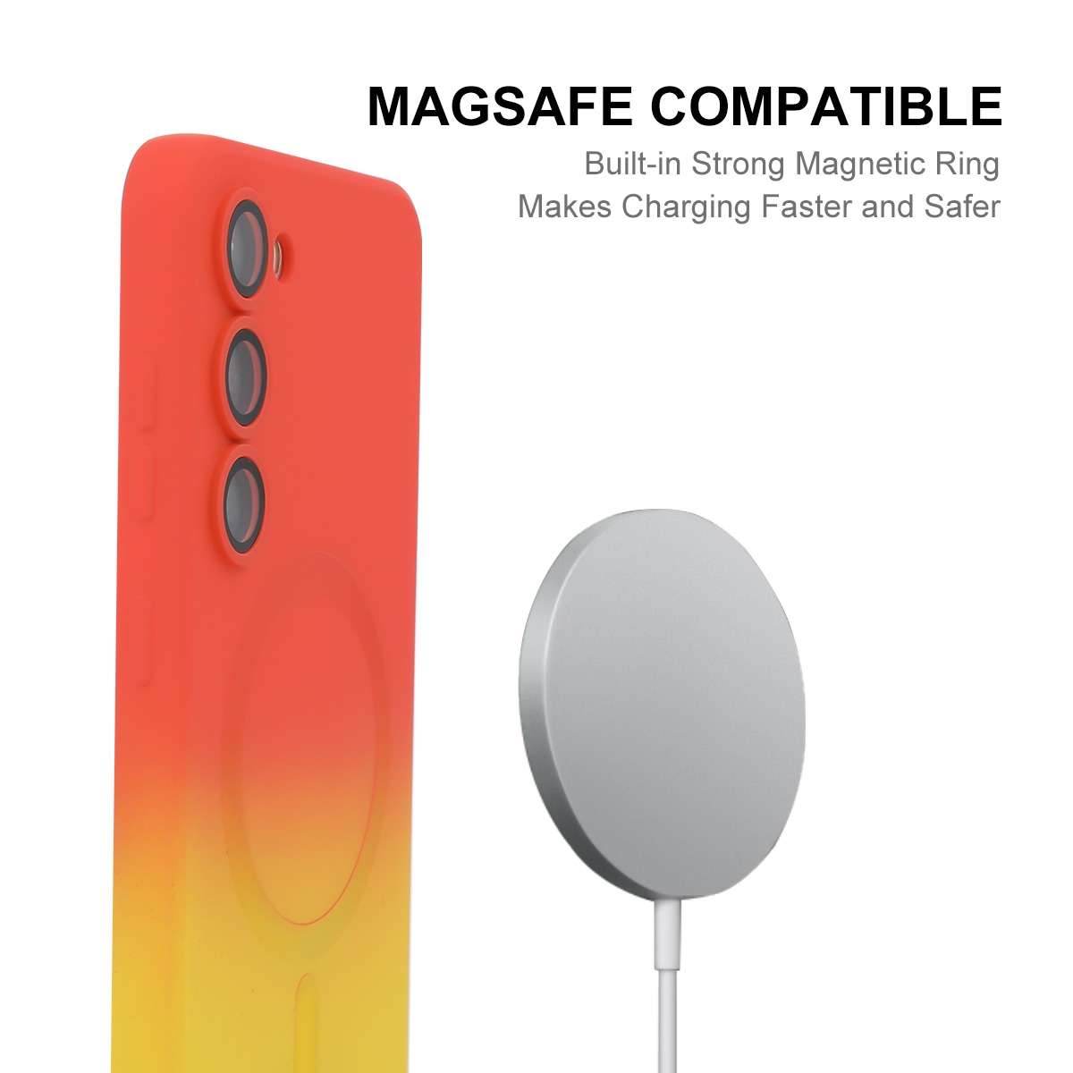 For Samsung Galaxy S23 5G ENKAY Hat-Prince MagSafe Rainbow Gradient Silicone Phone Case with Lens