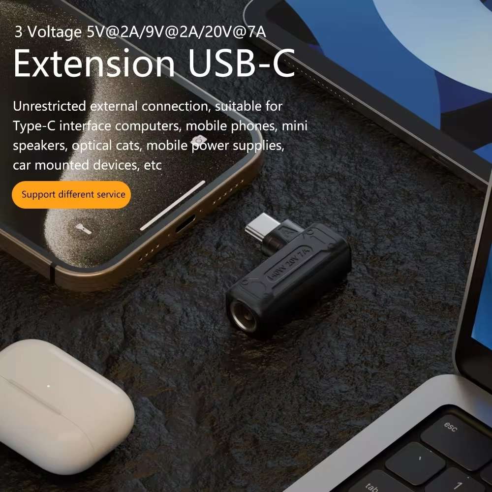 140W Computer Charging Adapter with DC 1.1 x 4.5mm to USB-C / Type-C Port For Lenovo Thinkpad / Th