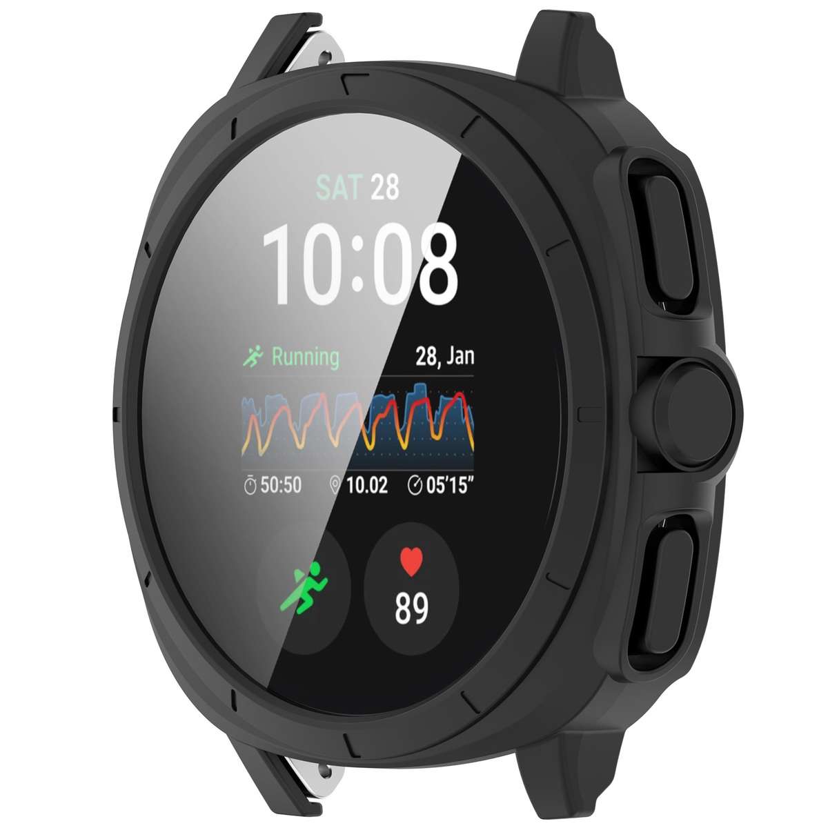 For Sansung Galaxy Watch 7 40mm PC + Tempered Film Integrated Watch Protective Case(Black)