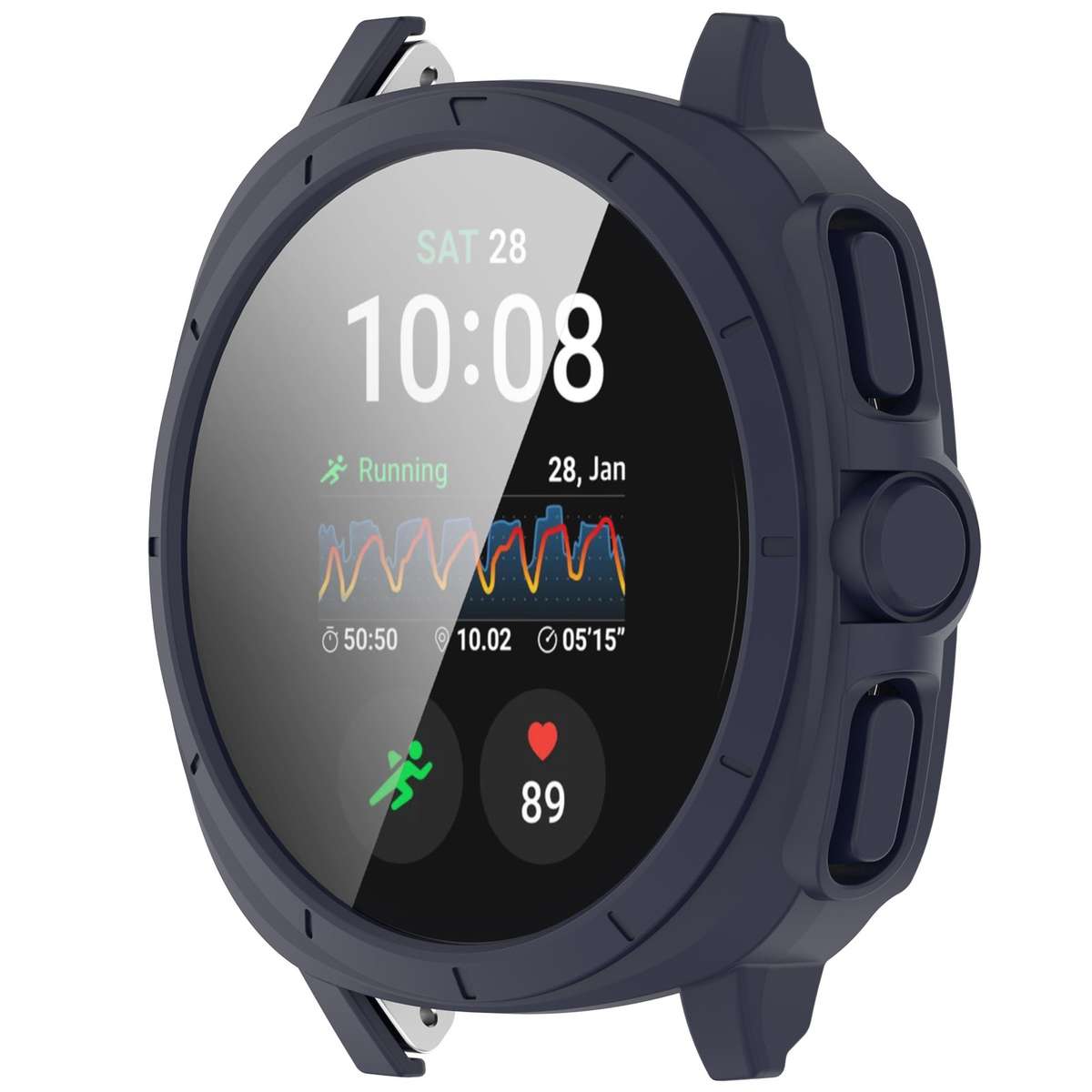 For Sansung Galaxy Watch 7 40mm PC + Tempered Film Integrated Watch Protective Case(Midnight Blue)