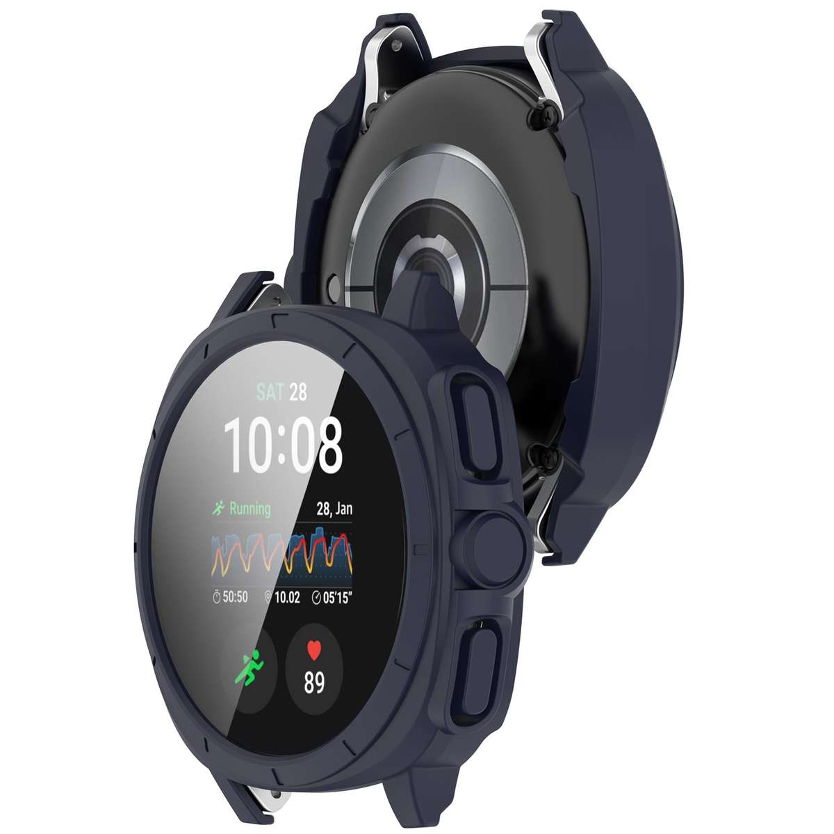 For Sansung Galaxy Watch 7 40mm PC + Tempered Film Integrated Watch Protective Case(Midnight Blue)