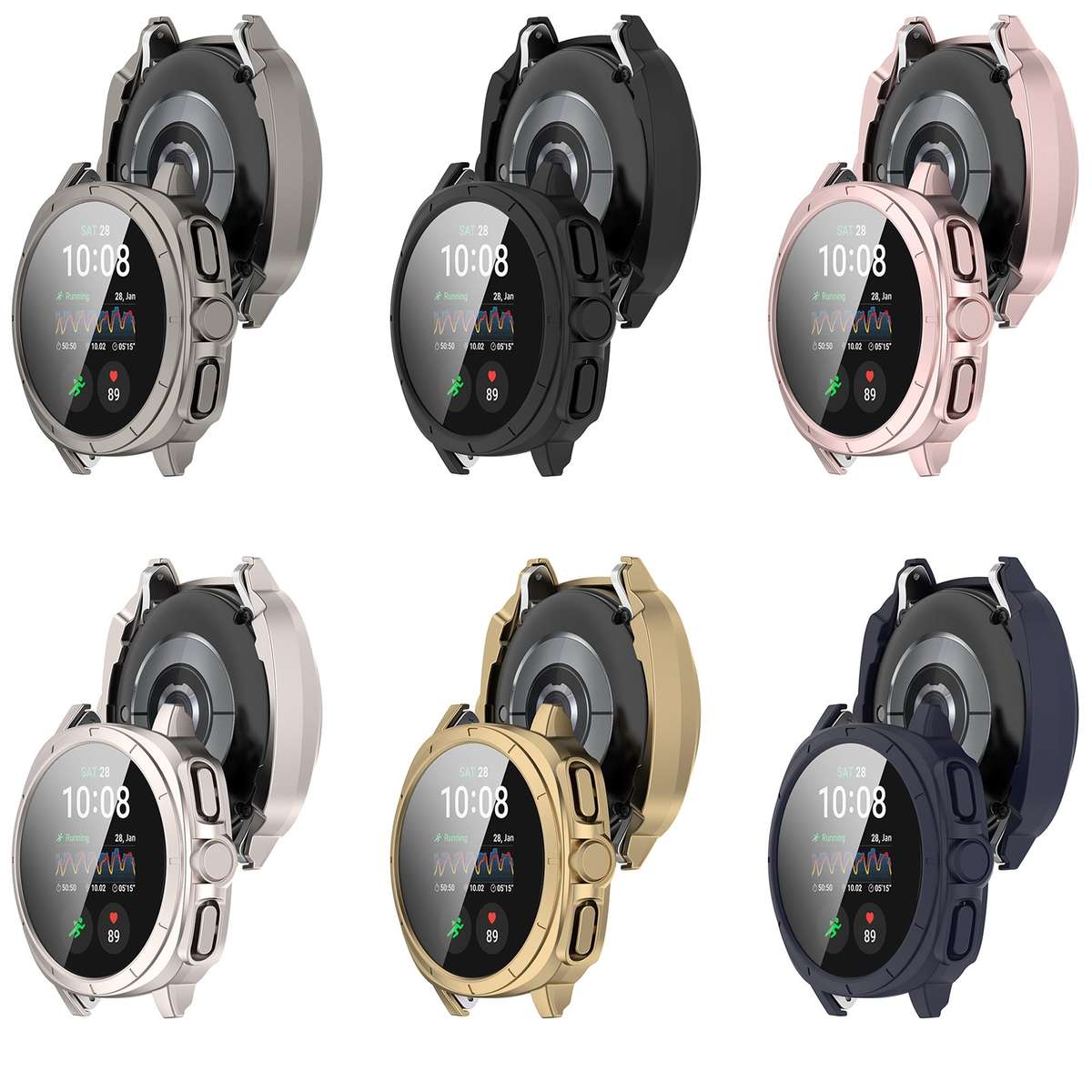 For Sansung Galaxy Watch 7 40mm PC + Tempered Film Integrated Watch Protective Case(Black)